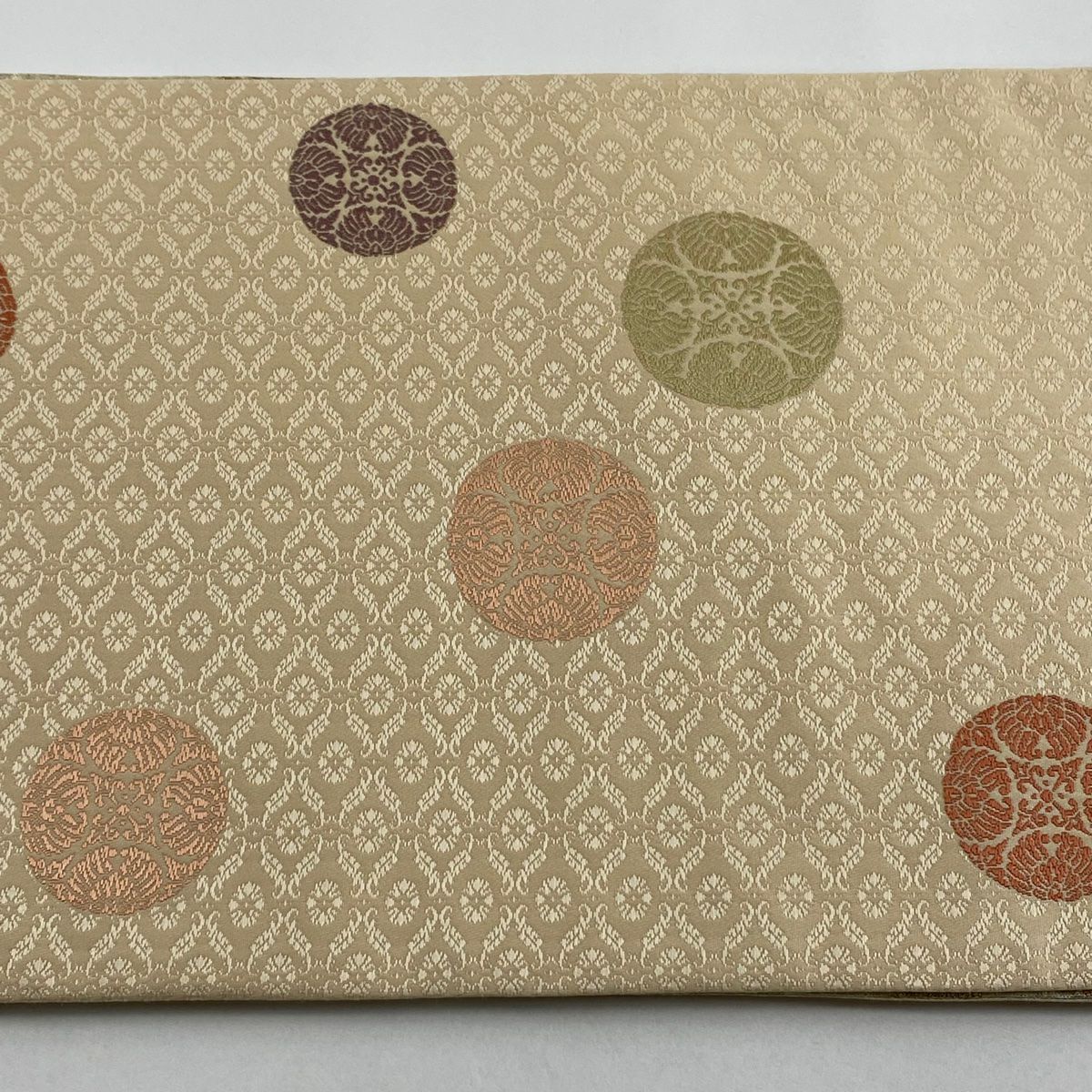 【美品】 袋帶 秀品級 鳥 桐 刺繡 金絲 金色 六通 純蠶絲