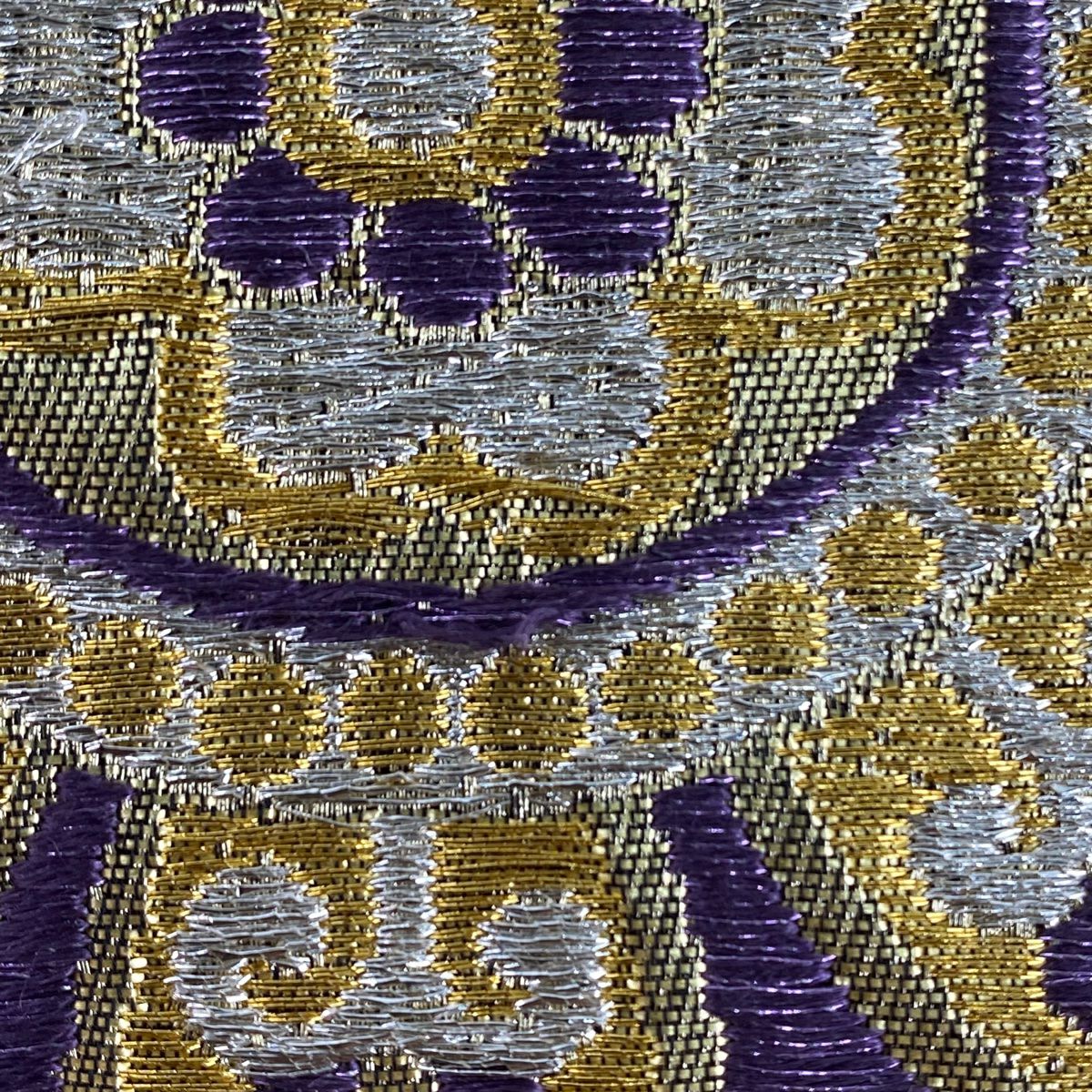 【美品】 袋帶 秀品級 華紋 櫻花 金銀線 金金箔 黑 六通 純蠶絲