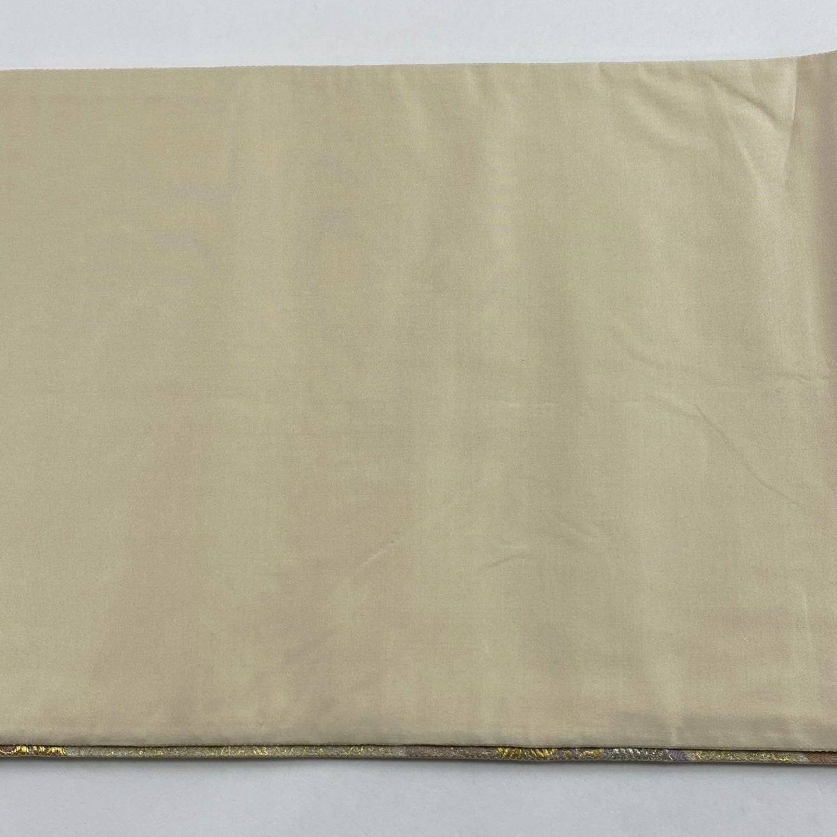 【美品】 袋帶 秀品級 草花紋紋 道長取 金銀彩 金金箔 米色 六通 純蠶絲