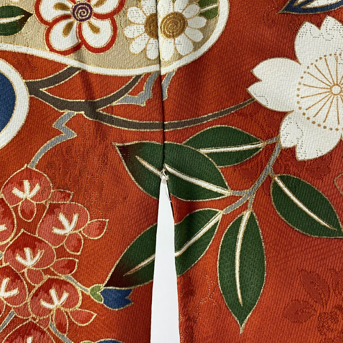 振袖禮服 身長162cm 袖長67cm M 雙層 鳳凰 笠松樹 金通 金絲 黑 純蠶絲 逸品級