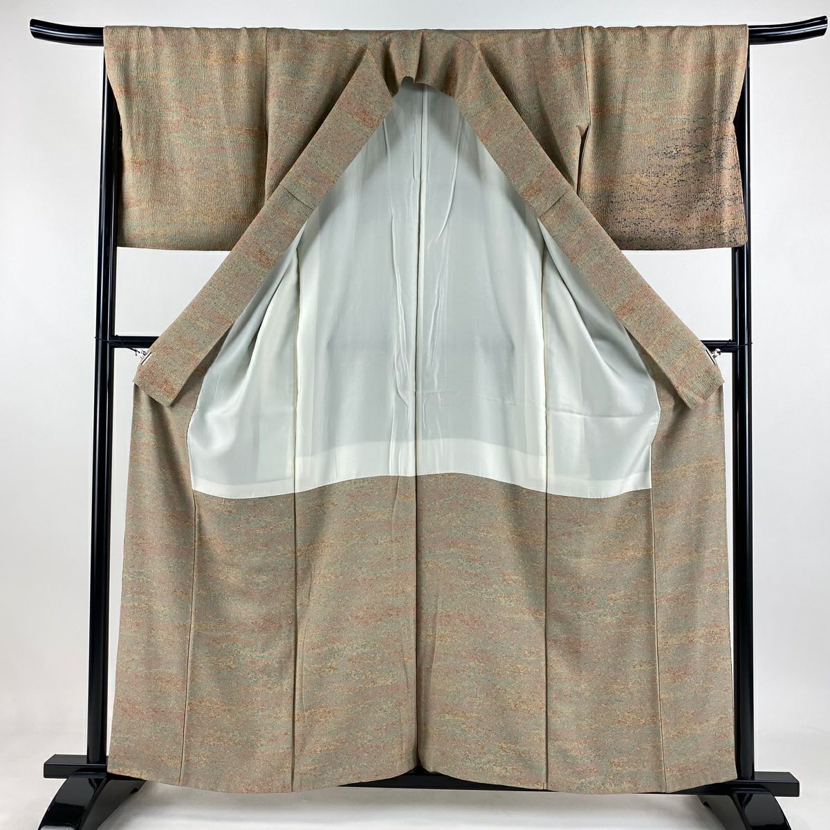 【美品】 付下 身長158cm 袖長67.5cm L 雙層 陶彩染 霞 薄茶 純蠶絲 秀品級