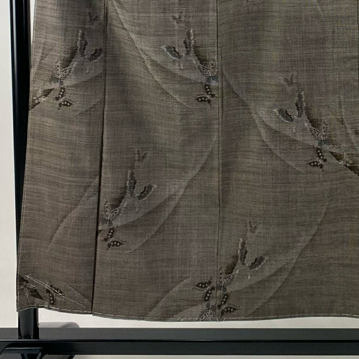 紬織 身長153.5cm 袖長62cm S 雙層 蝶 焦茶 純蠶絲 秀品級