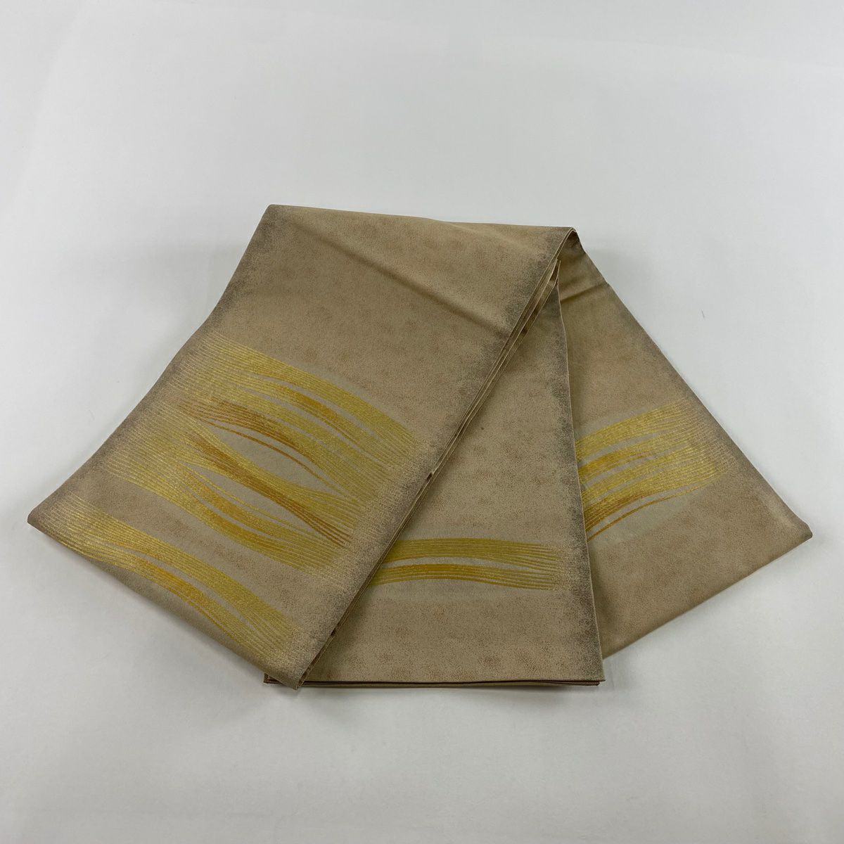 袋帶 秀品級 霞 幾何學 金金箔 金絲 淺茶 藤原紋 純蠶絲