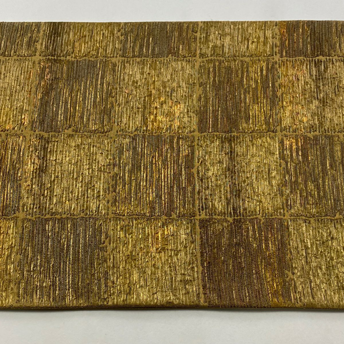 【美品】 袋帶 秀品級 市松樹 金絲 金金箔 金 六通 純蠶絲