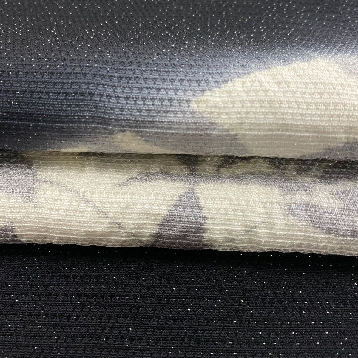 袋帶 逸品級 滝泰 有落款 葉紋 銀線 絞染 黑色 大鼓紋 純蠶絲