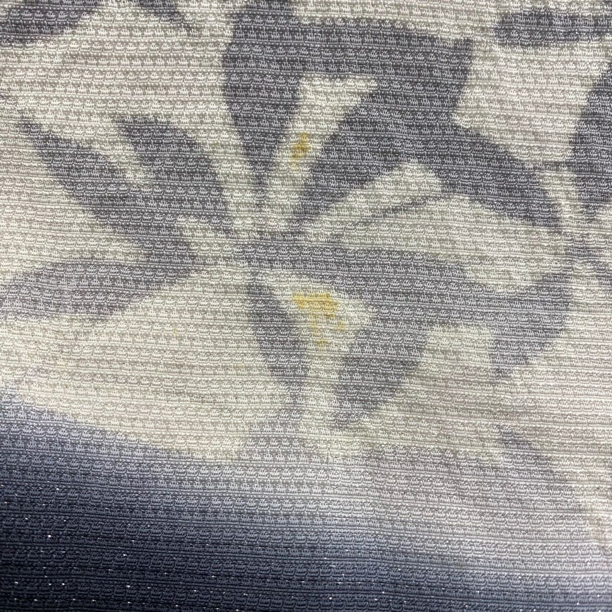 袋帶 逸品級 滝泰 有落款 葉紋 銀線 絞染 黑色 大鼓紋 純蠶絲