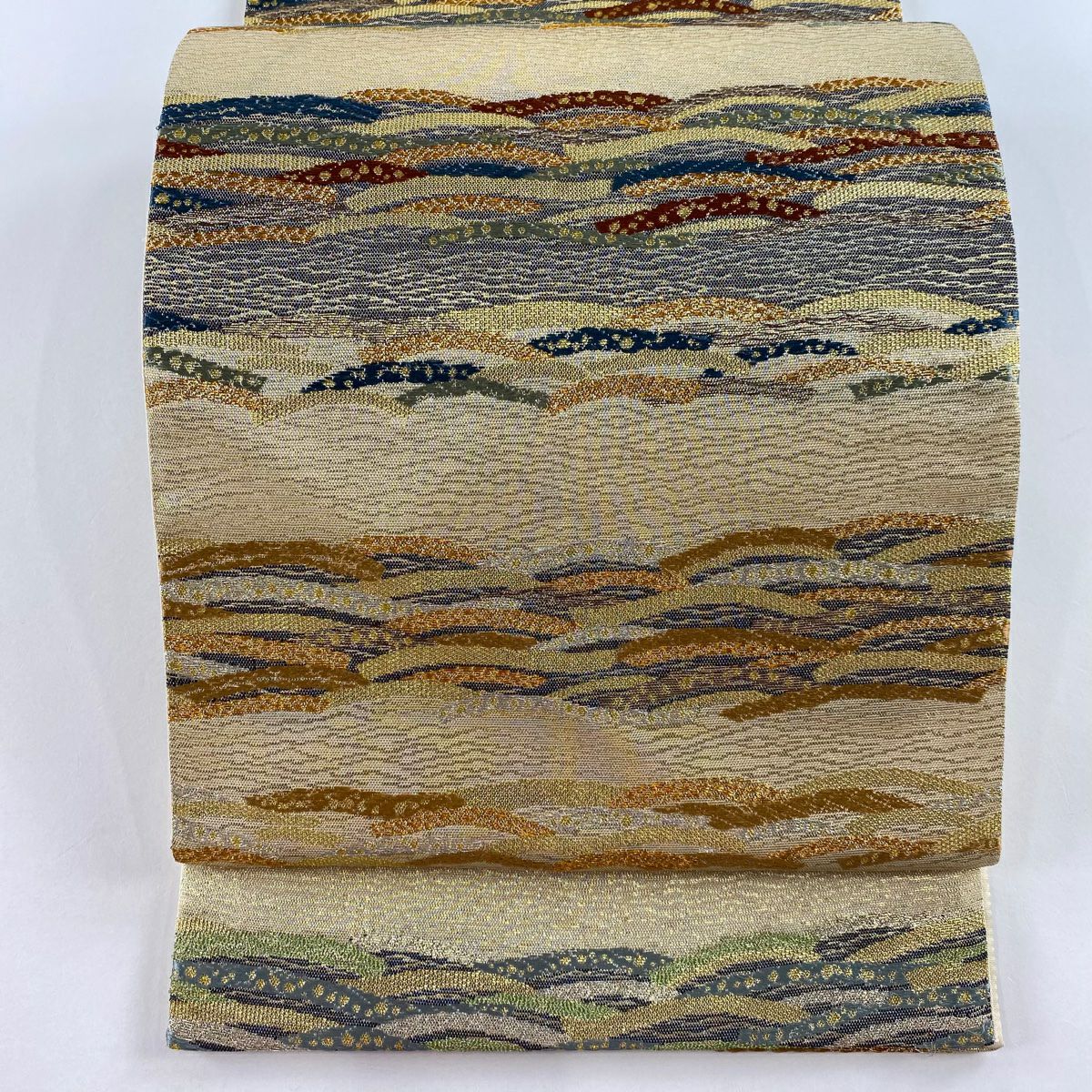 【庫存清倉】 【美品】 袋帶 名品級 波 金絲 金金箔 金 六通 純蠶絲