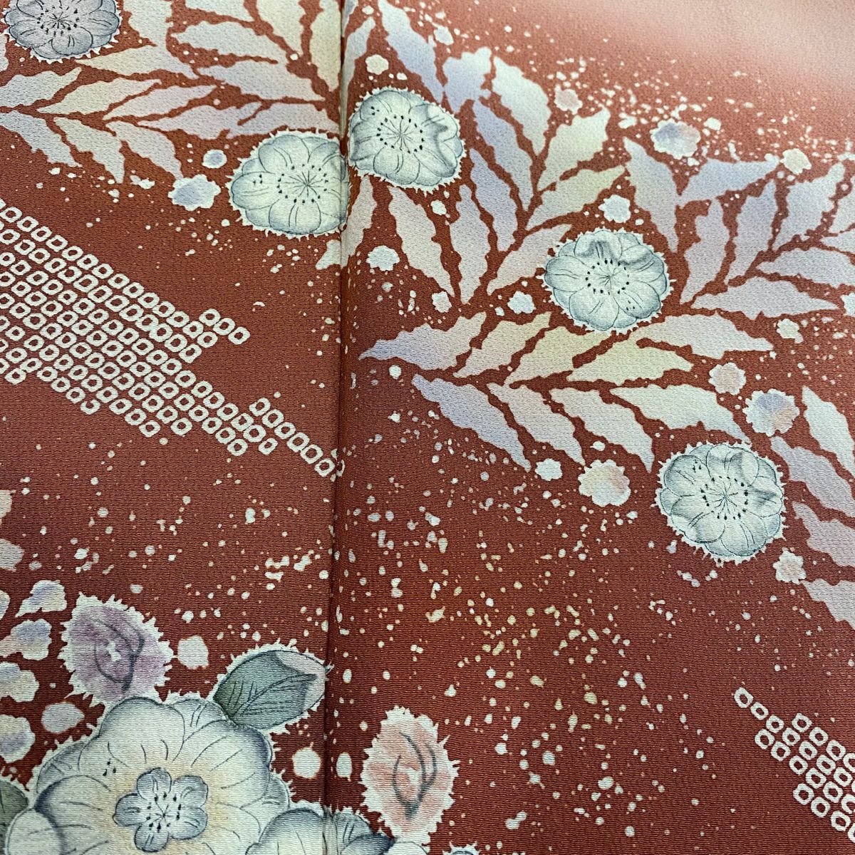 【美品】訪問服 身長163cm 袖長67cm M 雙層 翠山工房 落款あり 辻花染 疋田柄 漸層 粉紅 純蠶絲 名品級