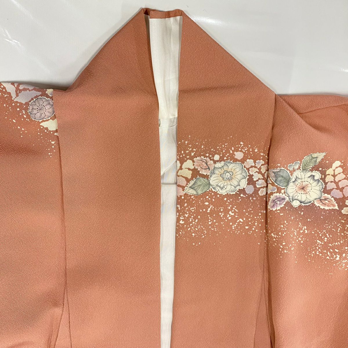 【美品】訪問服 身長163cm 袖長67cm M 雙層 翠山工房 落款あり 辻花染 疋田柄 漸層 粉紅 純蠶絲 名品級