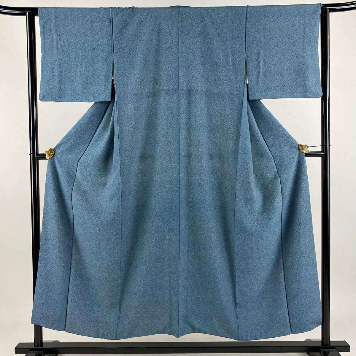 【庫存清倉】 江戶小紋 身長151.5cm 袖長63cm S 雙層 草花紋紋 青綠 純蠶絲 名品級