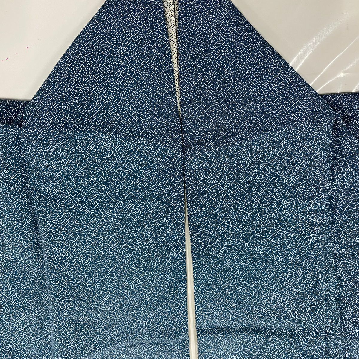 【庫存清倉】 江戶小紋 身長151.5cm 袖長63cm S 雙層 草花紋紋 青綠 純蠶絲 名品級