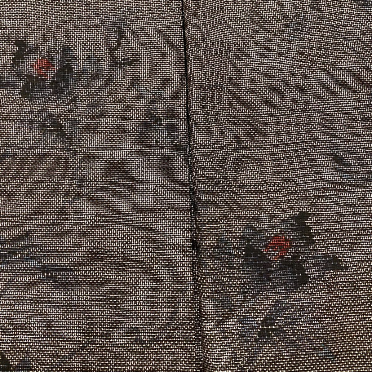 【美品】 紬織 身長158cm 袖長62.5cm S 雙層 草花紋 茶 純蠶絲 秀品級
