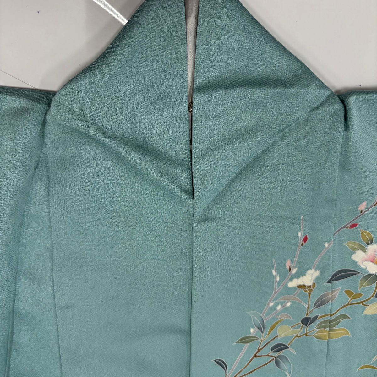 訪問服 身長155cm 袖長63cm S 雙層 萬壽菊花 牡丹 漸層 水藍 純蠶絲 優品級