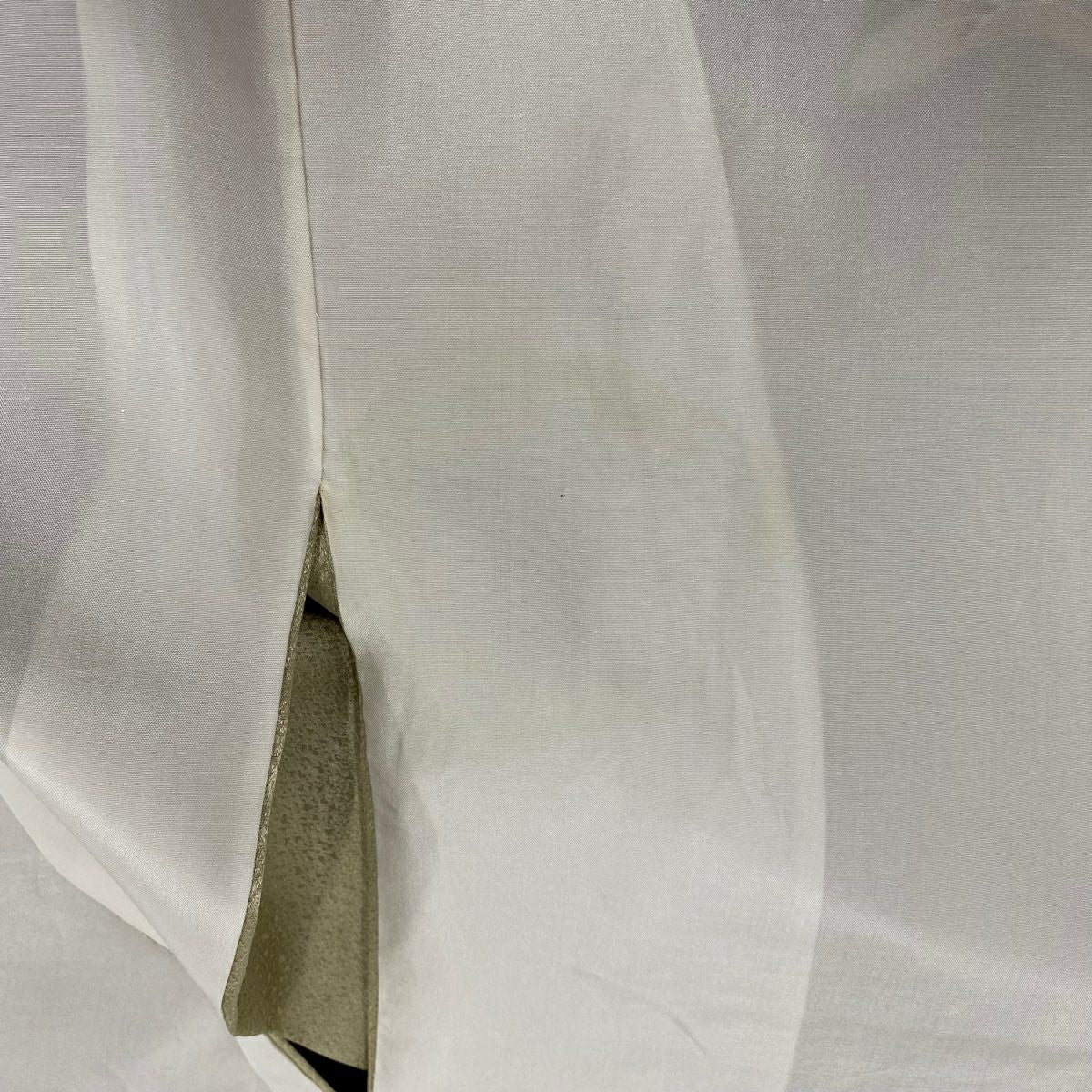 付下 身長155cm 袖長62cm S 雙層 葉柄 灰綠 純蠶絲 秀品級