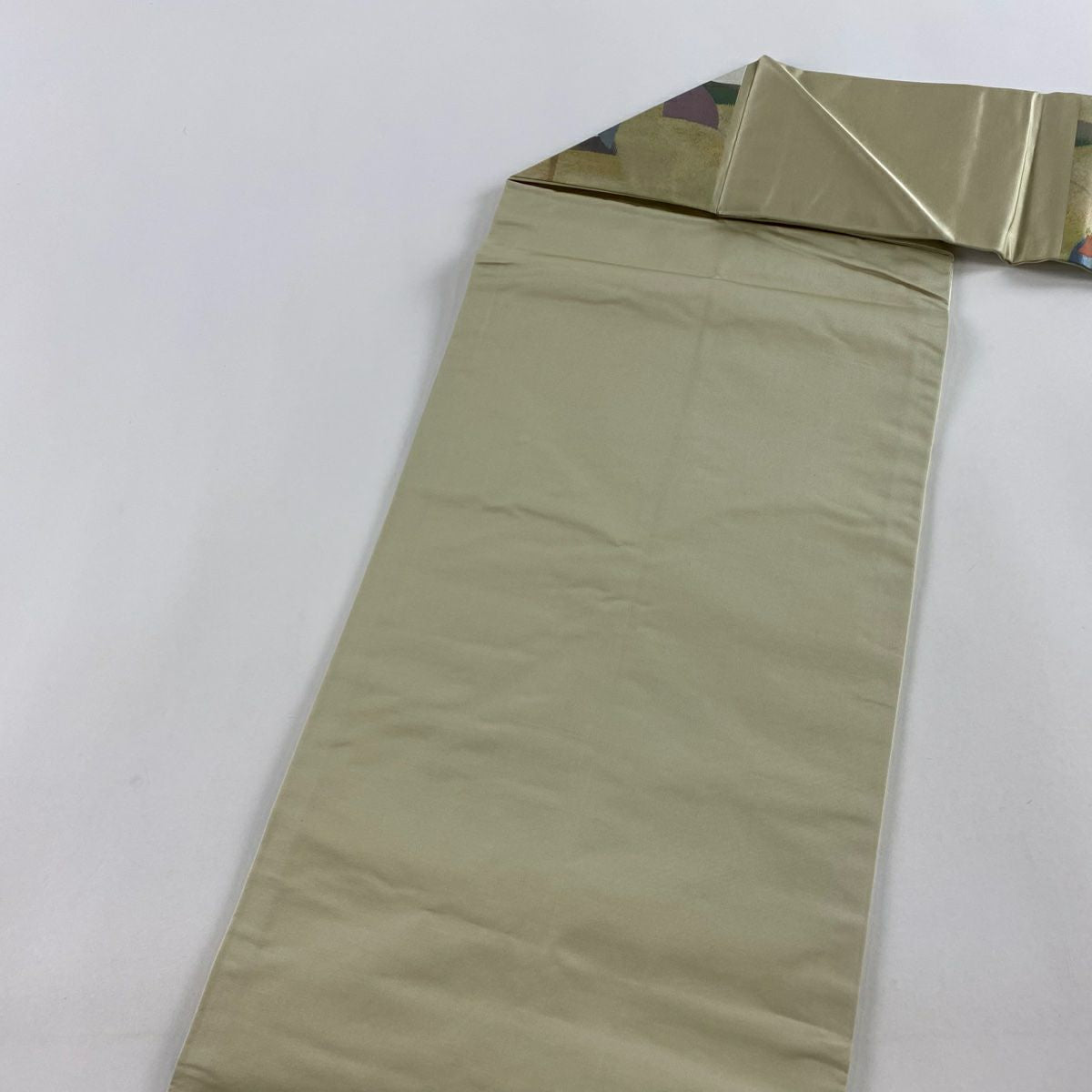 【美品】名古屋帶 優品級 草花紋 金銀彩 抹茶 純蠶絲