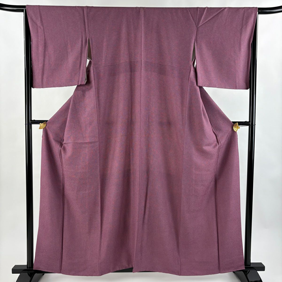 【美品】 江戶小紋 身長159cm 袖長64.5cm M 雙層 鮫 紫 純蠶絲 名品級 一つ紋