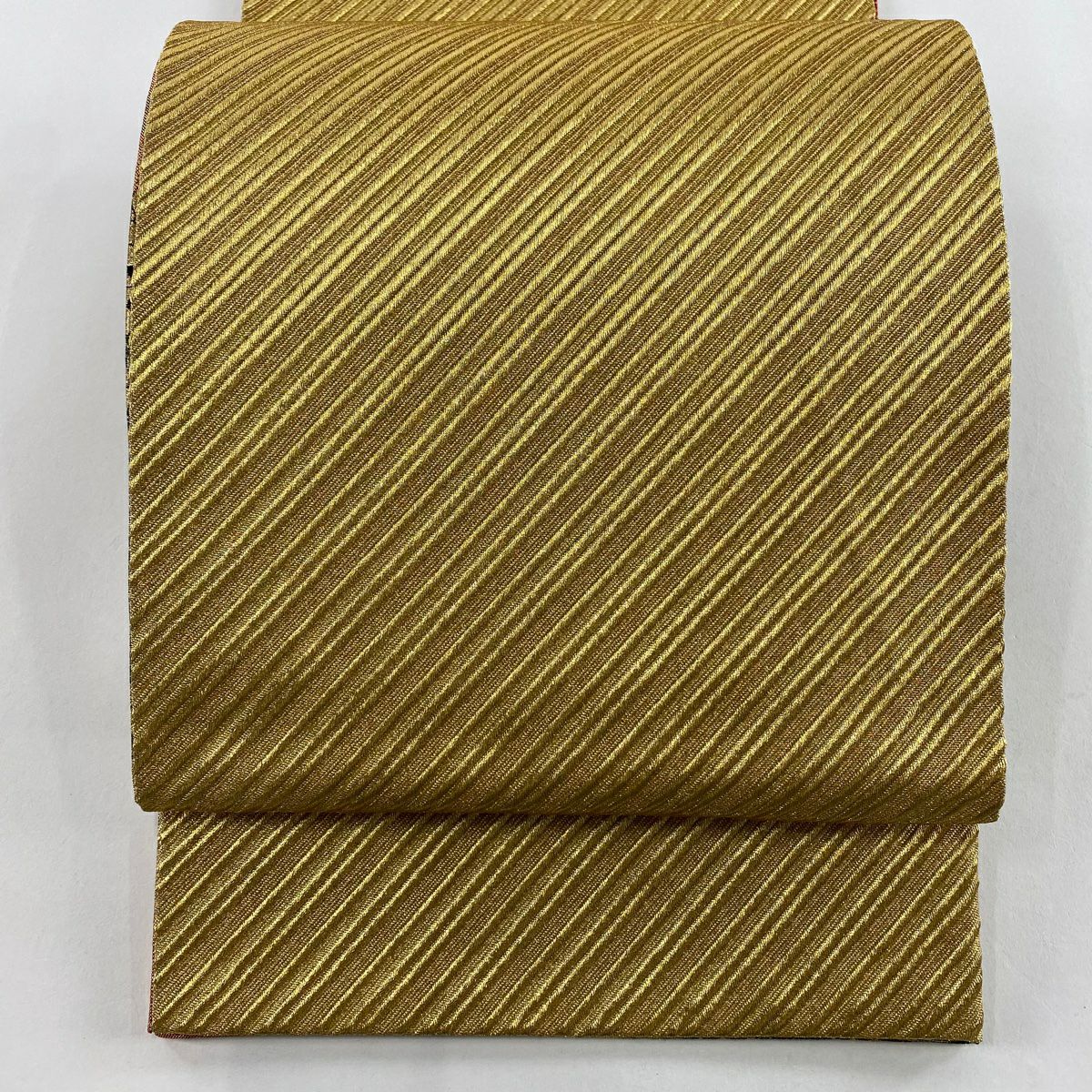 袋帶 秀品級 振袖禮服禮服用 斜條紋 金金箔 金絲 金色 全通 純蠶絲