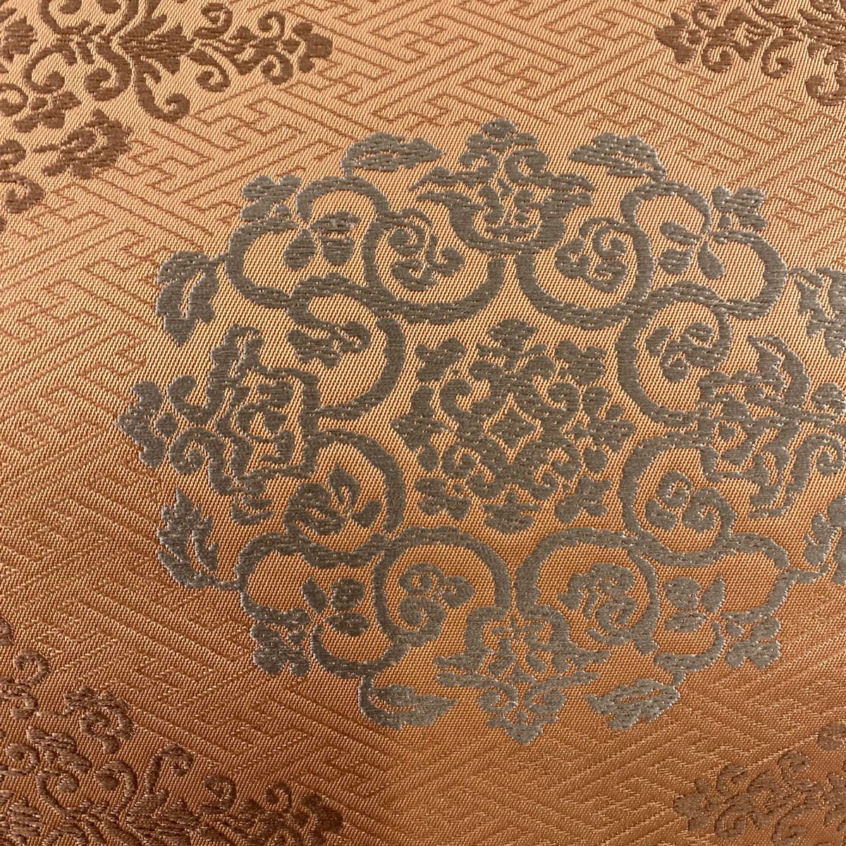 【美品】 袋帶 秀品級 華紋 花菱 刺繡 紅茶 全通 純蠶絲