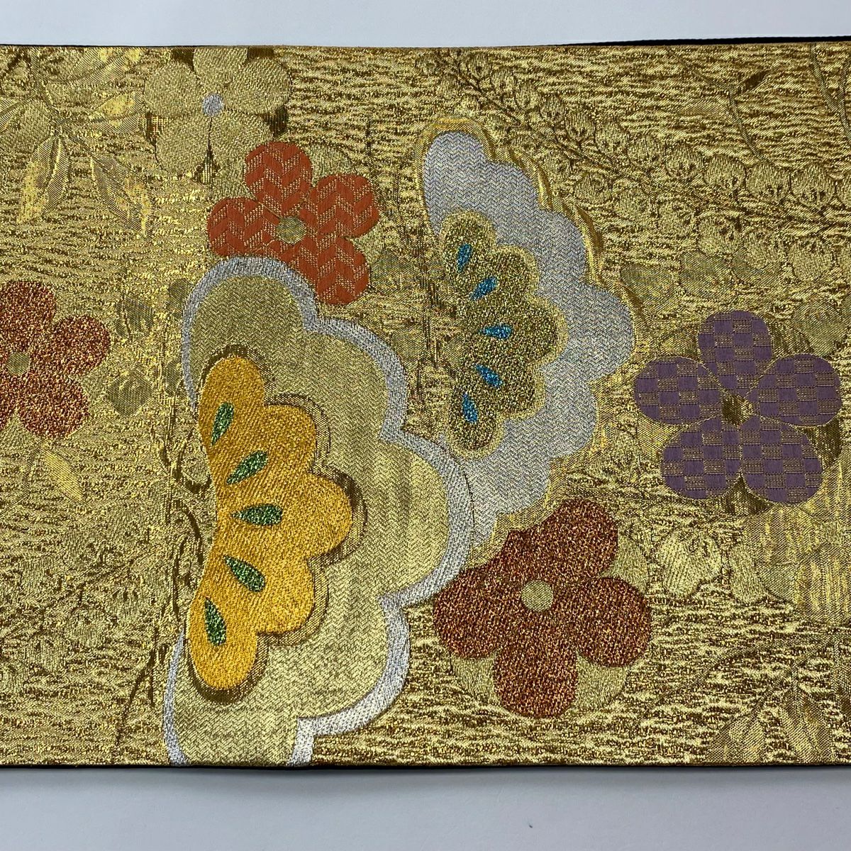 袋帶 秀品級 笠松樹 梅花 金銀彩 金金箔 金 六通 純蠶絲