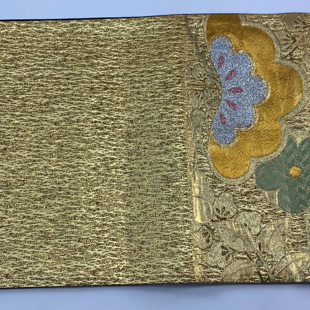 袋帶 秀品級 笠松樹 梅花 金銀彩 金金箔 金 六通 純蠶絲