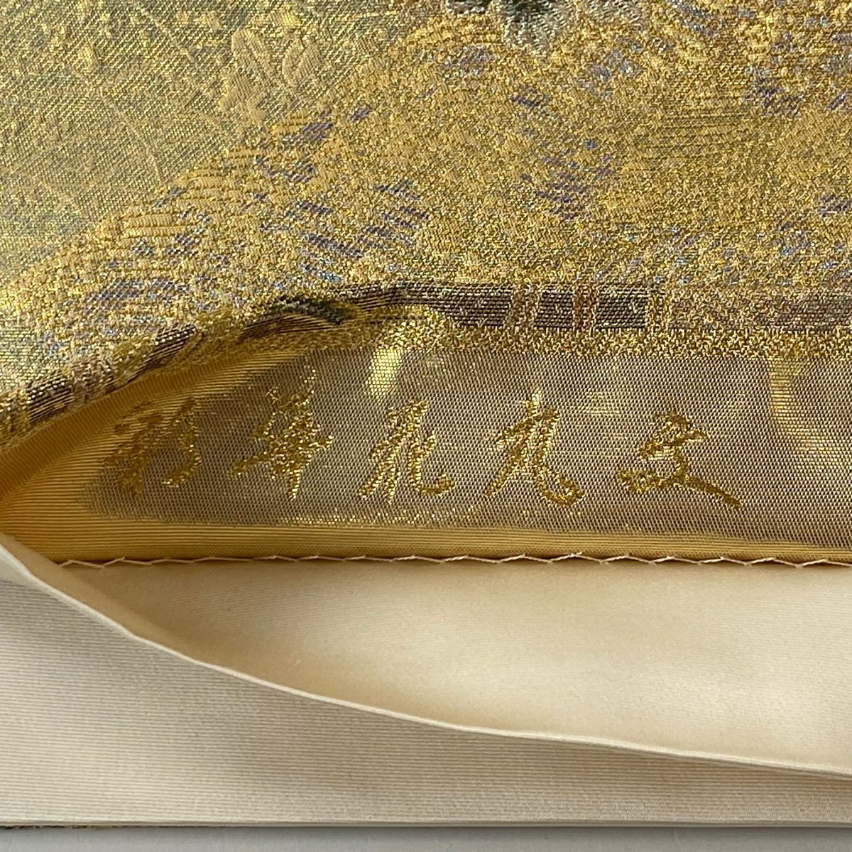 【美品】 袋帶 秀品級 花丸紋 牡丹 金銀絲 金金箔 金色 六通 純蠶絲