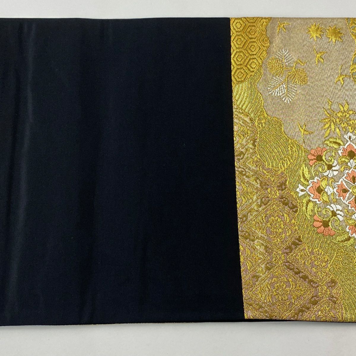 【美品】 袋帶 秀品級 華紋 有職文樣 金絲 金金箔 金色 六通 純蠶絲