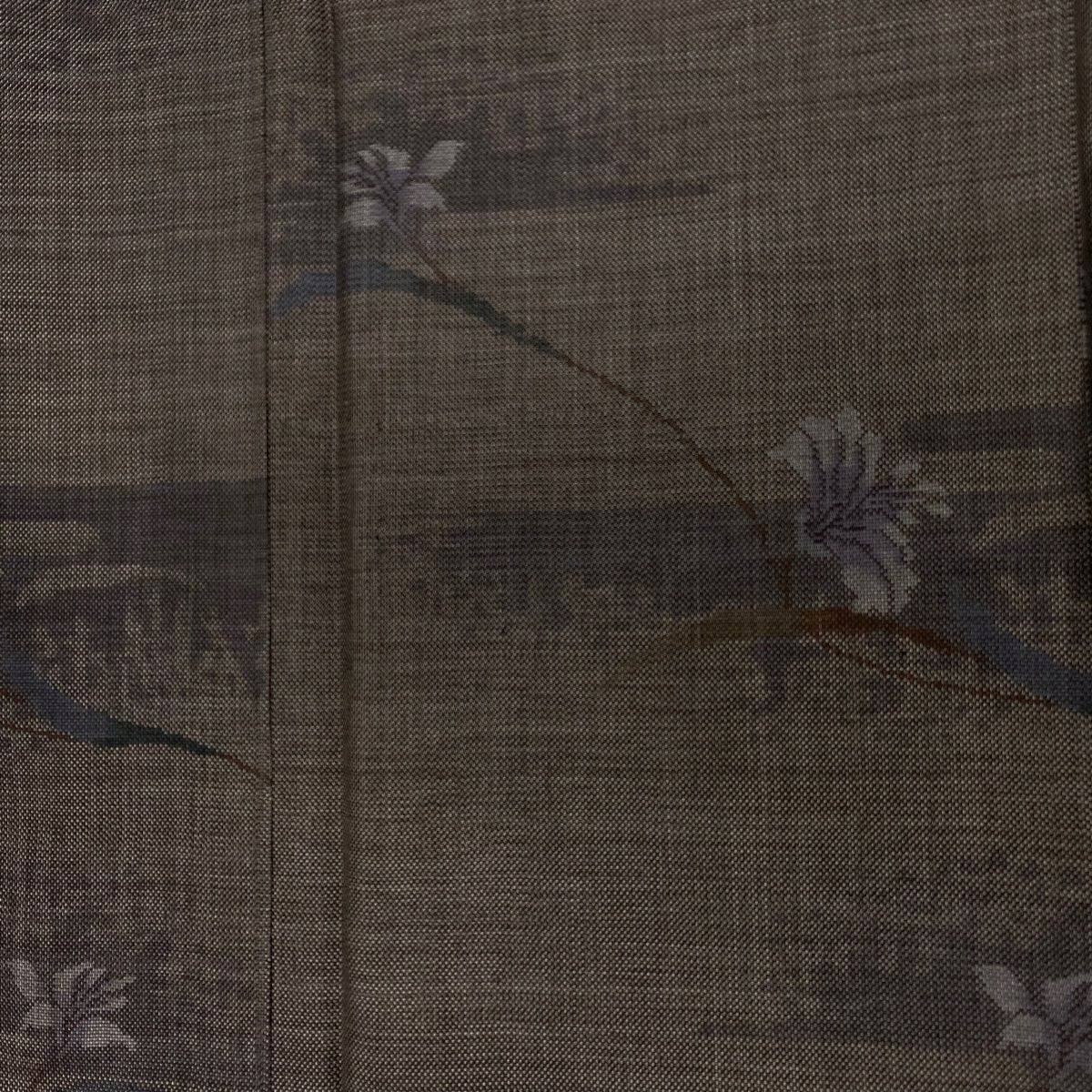 【美品】 紬織織 身長155.5cm 袖長62.5cm S 雙層 枝花 霞 茶紫 純蠶絲 秀品級
