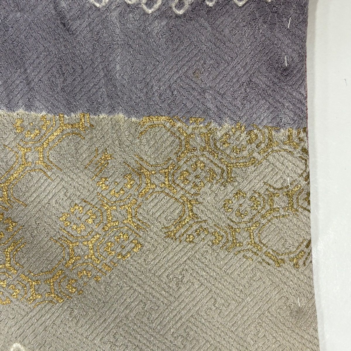 付下 身長157cm 袖長63cm S 雙層 花籠 道長取刺繡 絞染 淺紫 純蠶絲 優品級