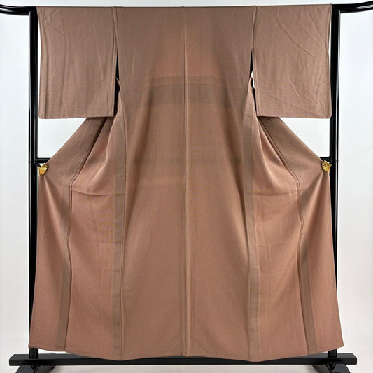 小紋 身長156.5cm 袖長62cm S 單層 格子紋 薄茶 純蠶絲 秀品級