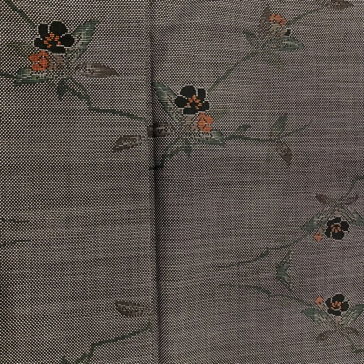 【美品】 紬織 身長160cm 袖長64.5cm M 雙層 草花紋 茶 純蠶絲 秀品級