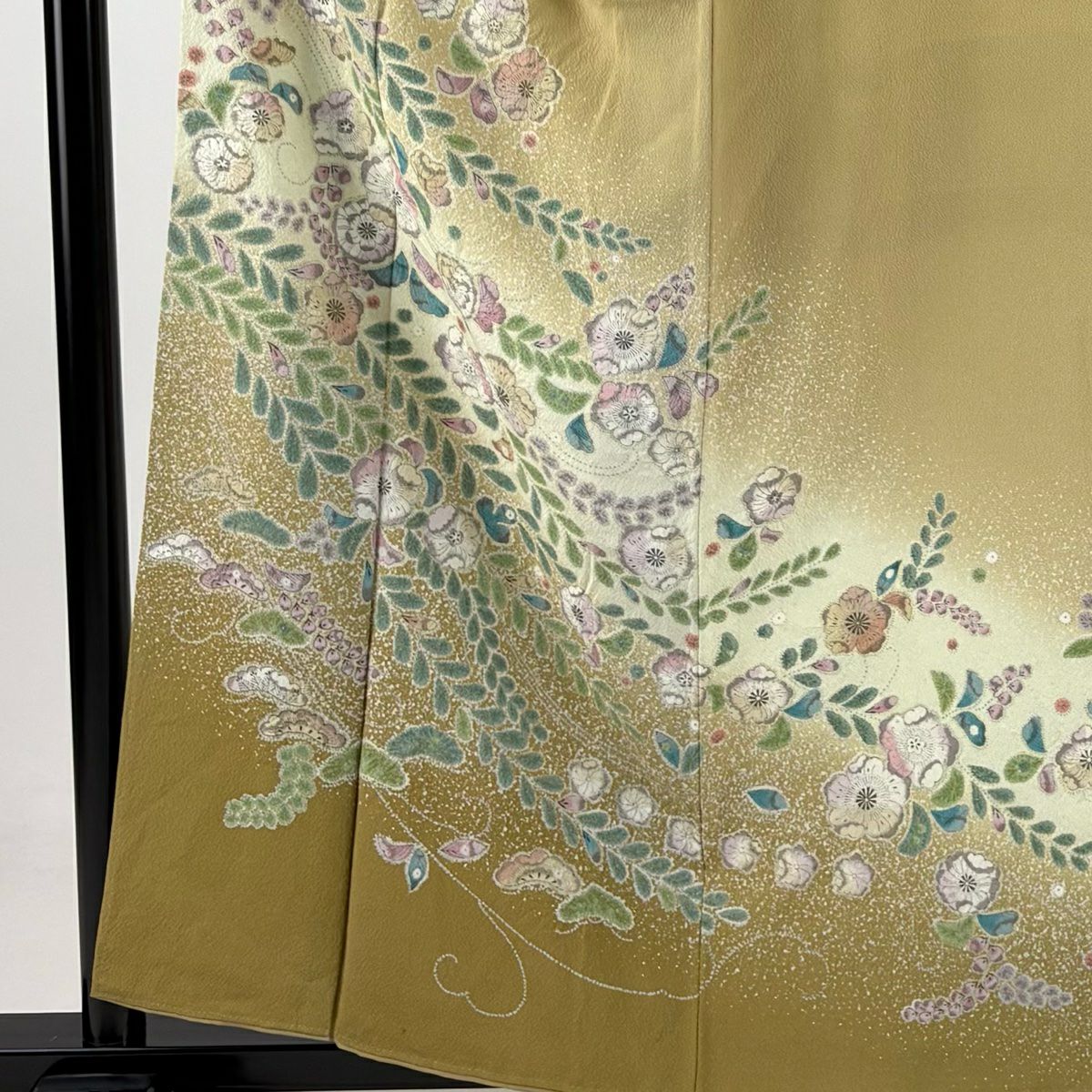 【庫存清倉】訪問服 身長158cm 袖長62cm S 雙層 辻花染 松樹 金銀彩 漸層 淺茶 純蠶絲 名品級