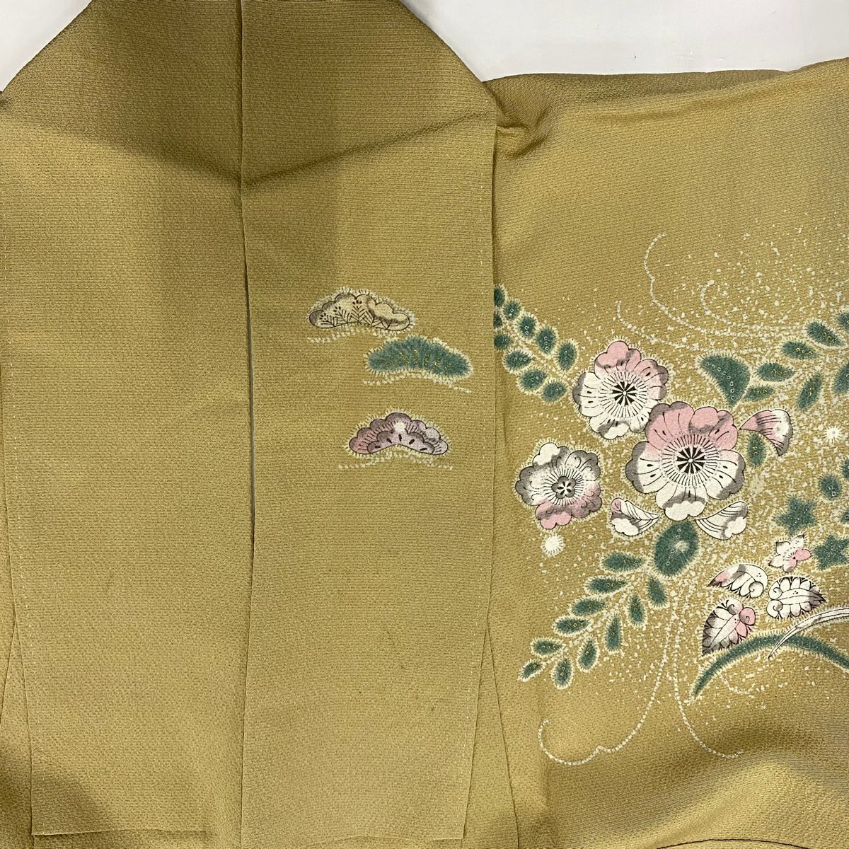 【庫存清倉】訪問服 身長158cm 袖長62cm S 雙層 辻花染 松樹 金銀彩 漸層 淺茶 純蠶絲 名品級