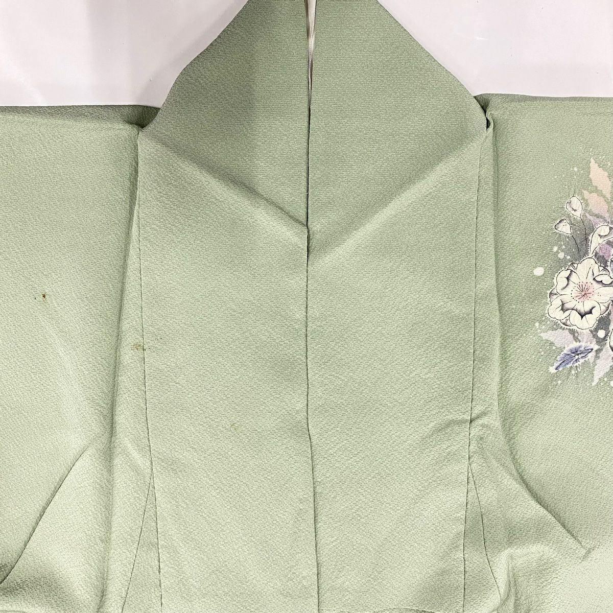 【庫存清倉】 付下 身長150.5cm 袖長65cm M 雙層 辻花染 漸層 絞織 淺綠 純蠶絲 名品級