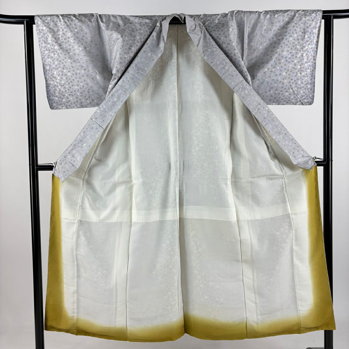 【庫存清倉】 紬織 身長150.5cm 袖長62cm S 雙層 花瓣 灰 純蠶絲 名品級