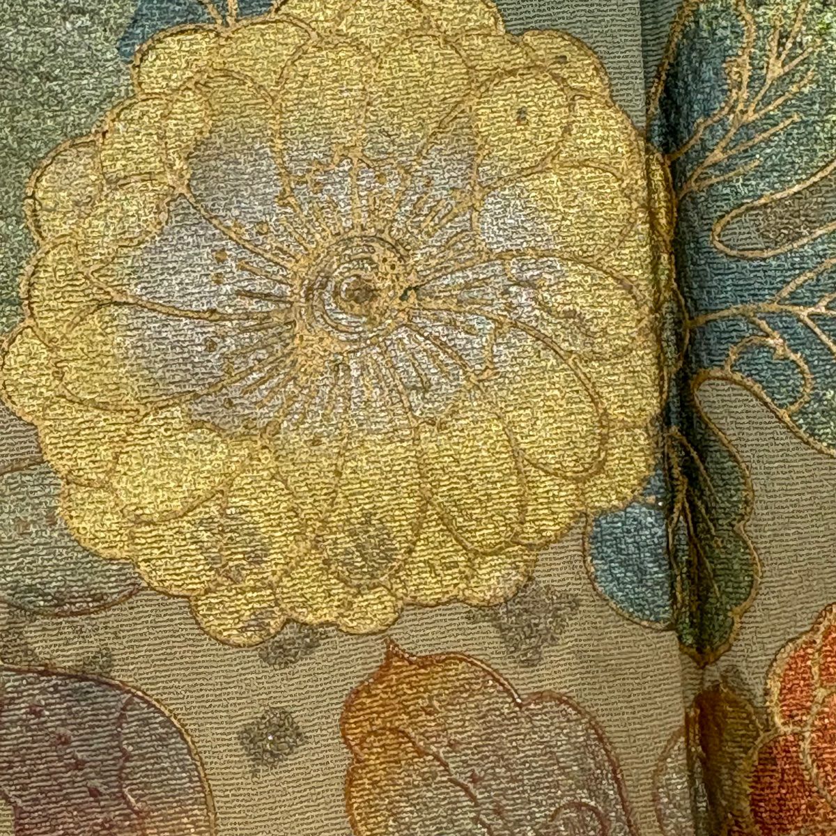 訪問服 身長158cm 袖長65.5cm M 雙層 菊花 藤 金銀彩 漸層 綠 純蠶絲 優品級