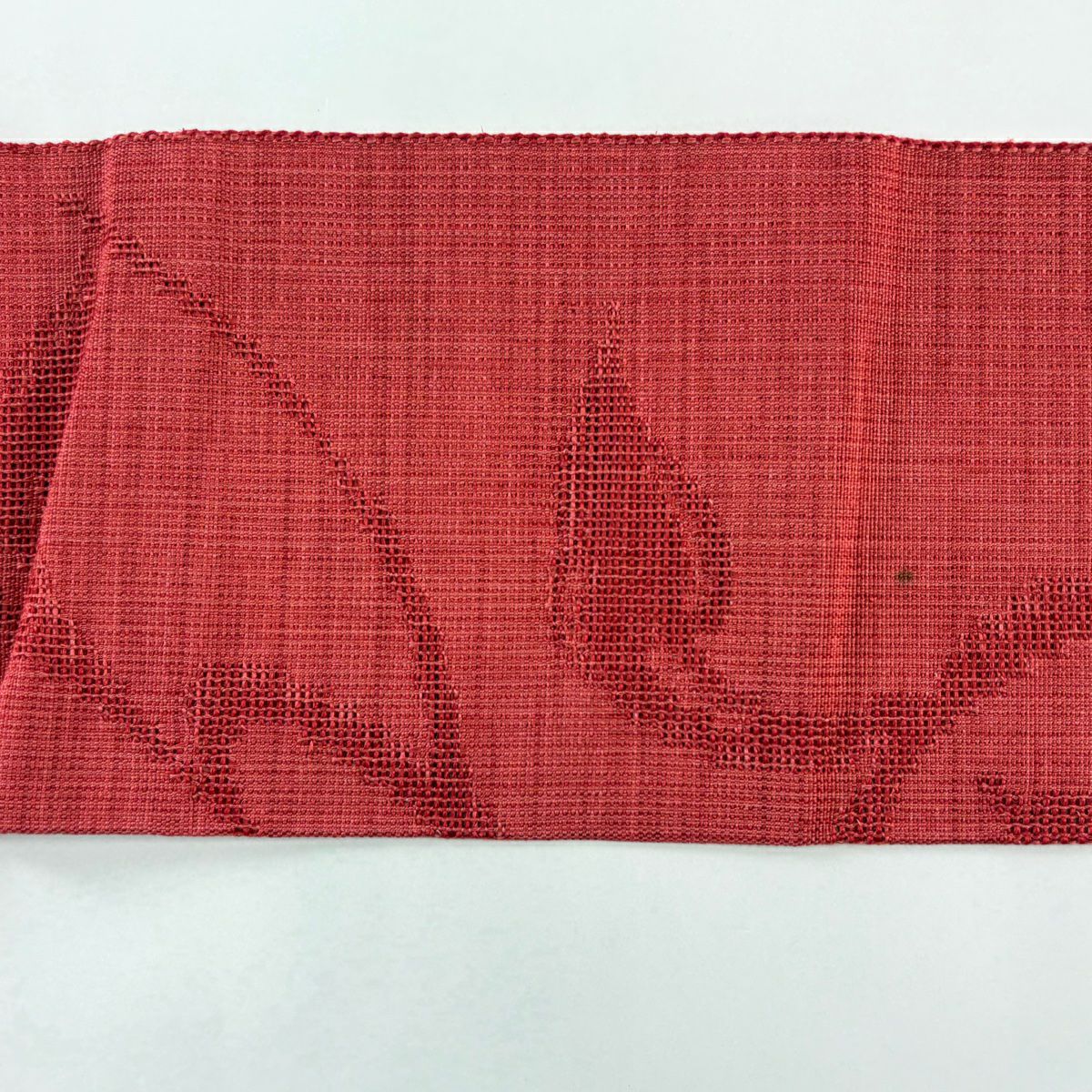 【美品】名古屋帶 優品級 夏帶 八寸名古屋帶 花唐草紋 茜 純蠶絲