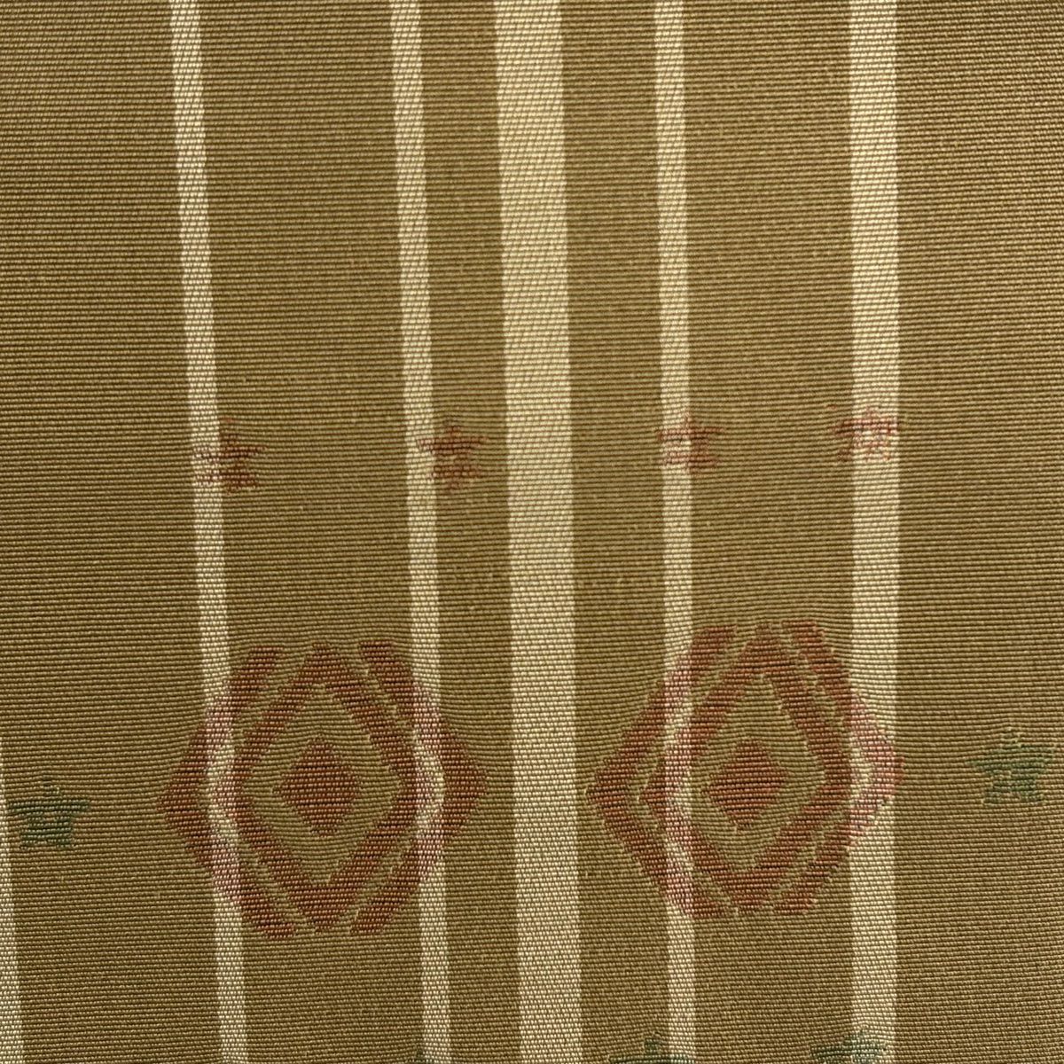 【美品】名古屋帶 優品級 八寸名古屋帶 縞 幾何圖案 薄茶 純蠶絲