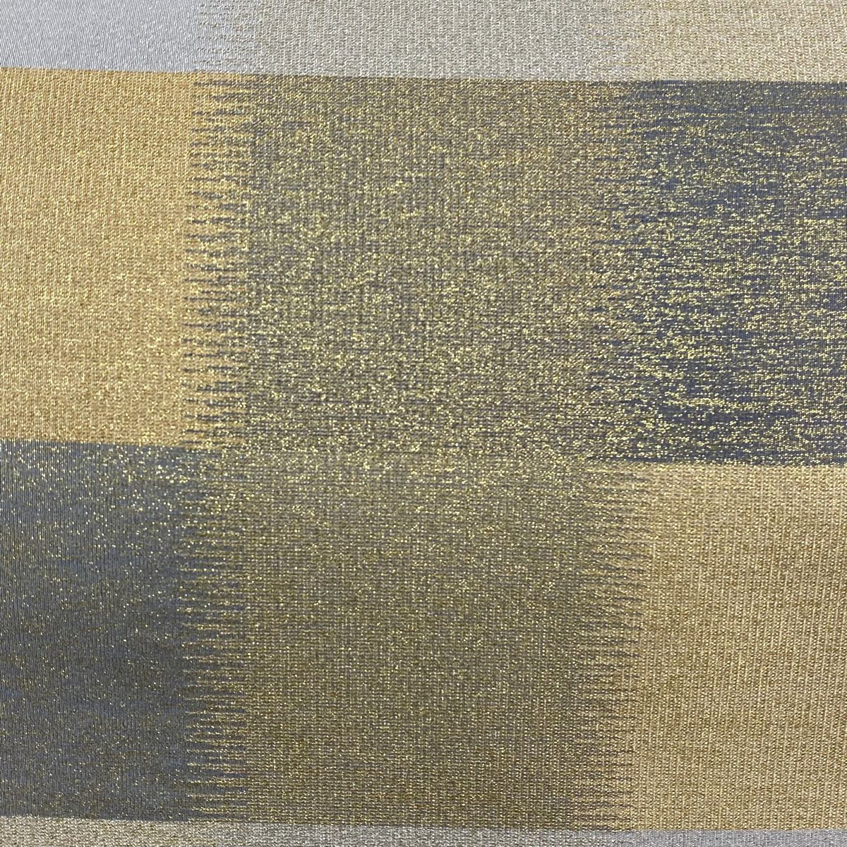 【美品】 袋帶 秀品級 幾何學 金銀彩 灰 深藍 六通 純蠶絲