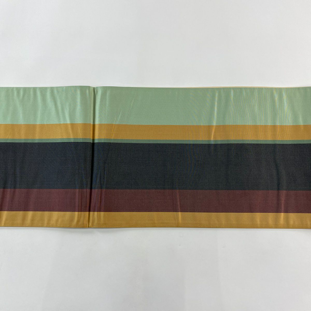 【美品】 袋帶 秀品級 花鳥 松樹竹子梅花 金銀彩 薄綠 六通 純蠶絲