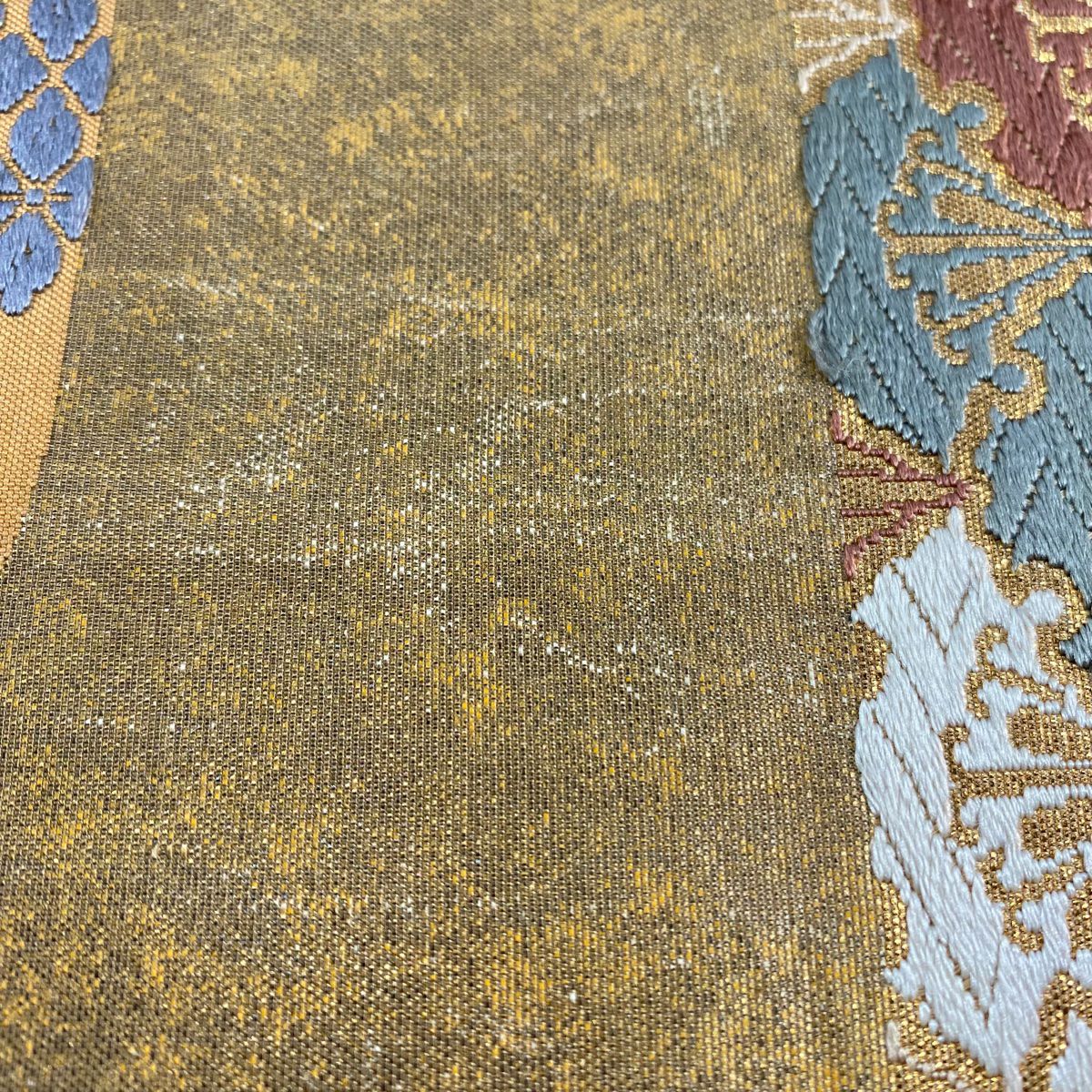 袋帶 秀品級 薄霞 華紋 金絲 金金箔 淺茶 深色 六通 純蠶絲