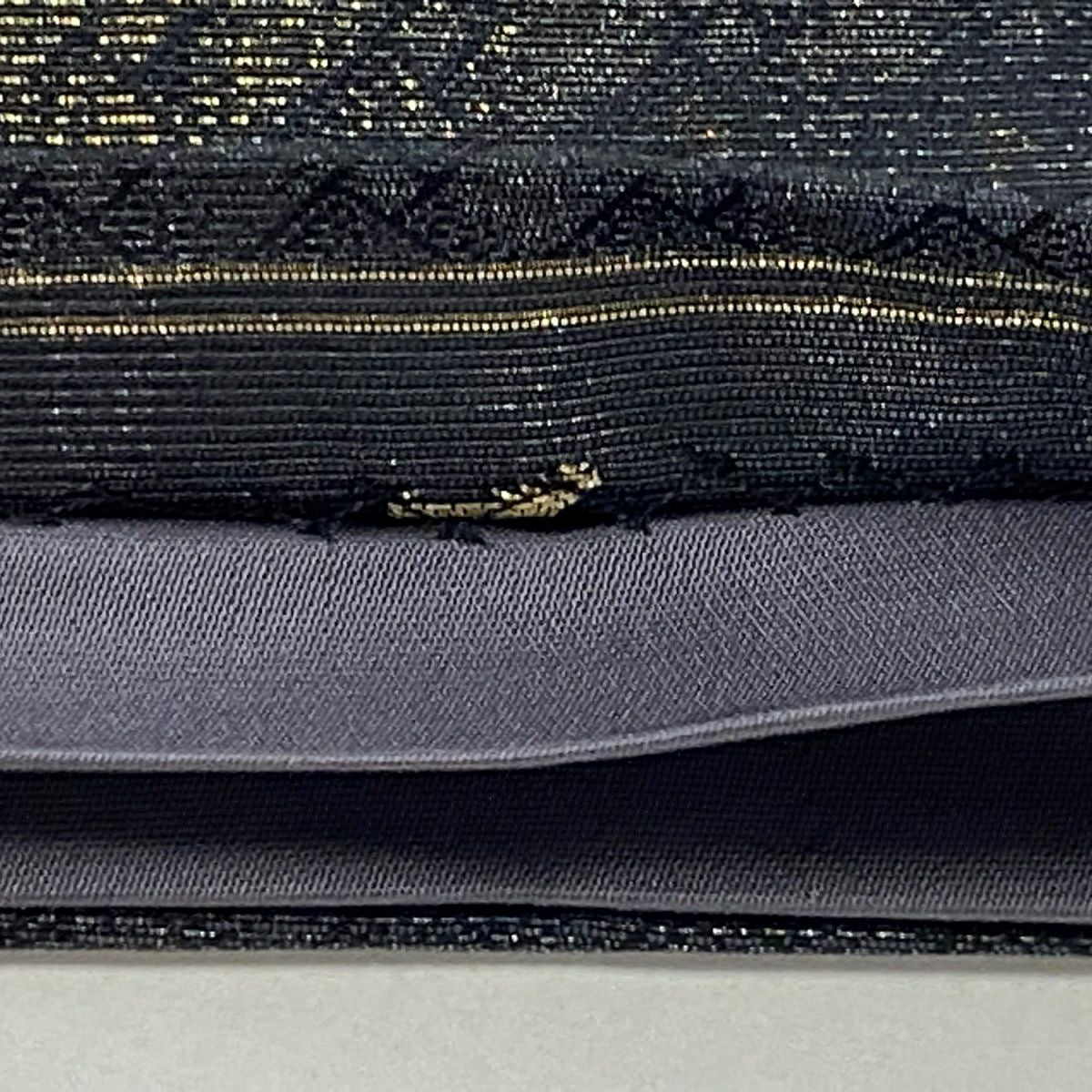【庫存清倉】 【美品】 袋帶 名品級 松樹 笹 金糸 金金箔 墨 深藍 六通 純蠶絲