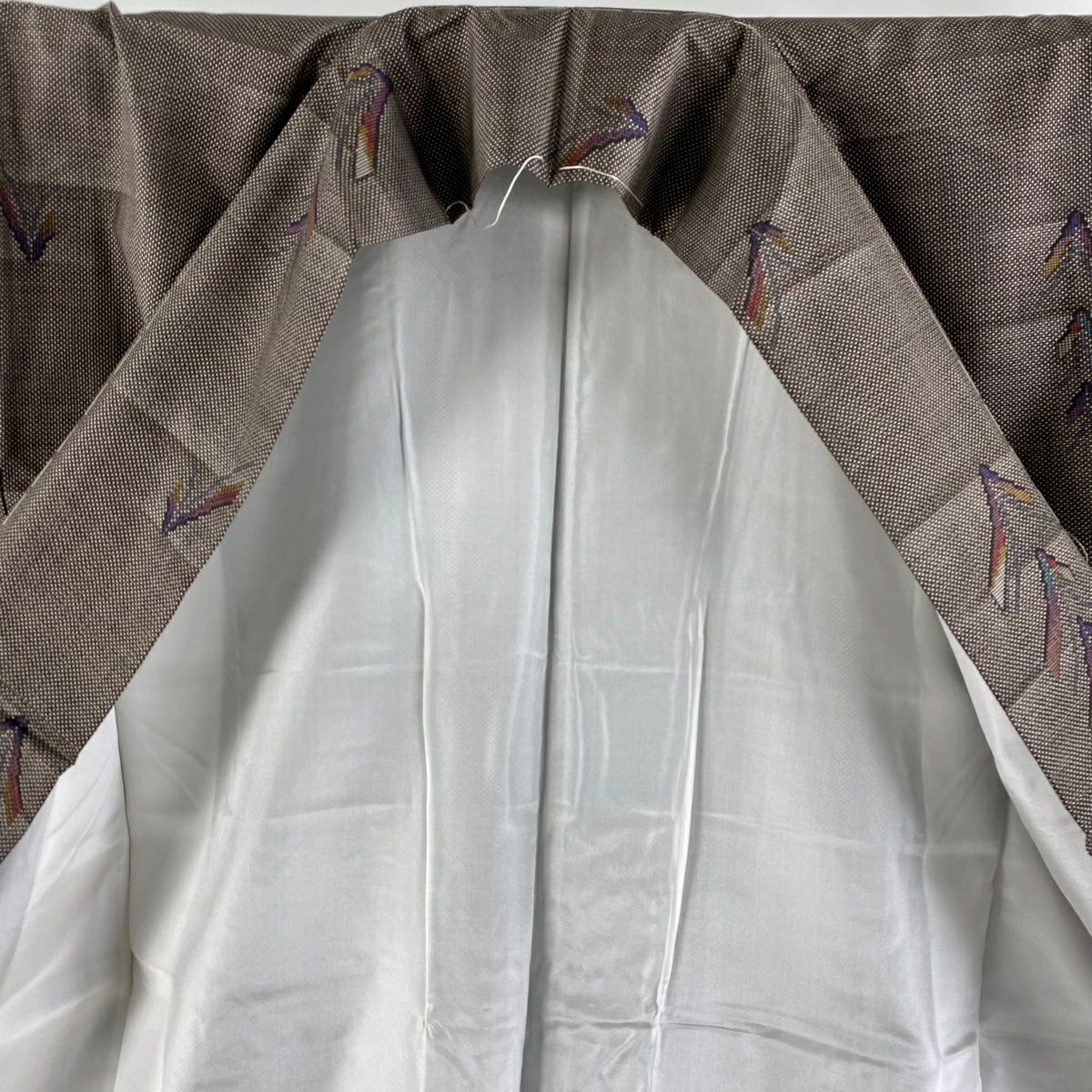 【美品】 大島織 身長157.5cm 袖長62.5cm S 雙層 都喜ヱ門 純泥染 證書あり 葉紋 焦茶 正蠶絲 逸品級