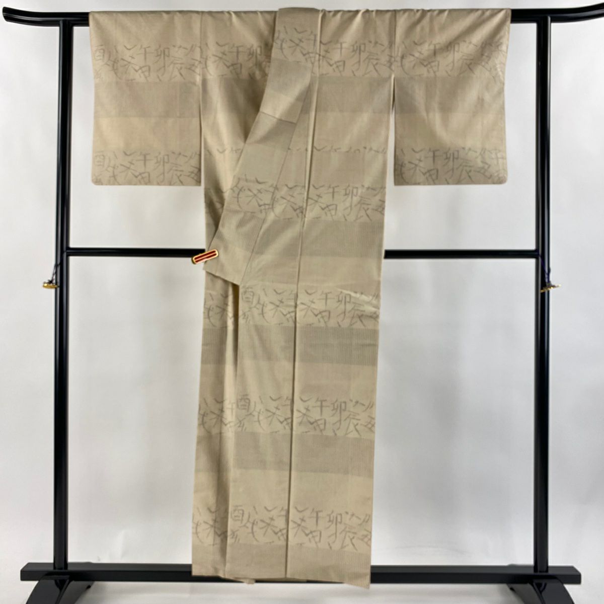 訪問服 身長155cm 袖長60.5cm S 雙層 鹽澤紬織織 林宗平工房 草木染 證書齊全 干支的文字 米色 純蠶絲 美品 逸品級