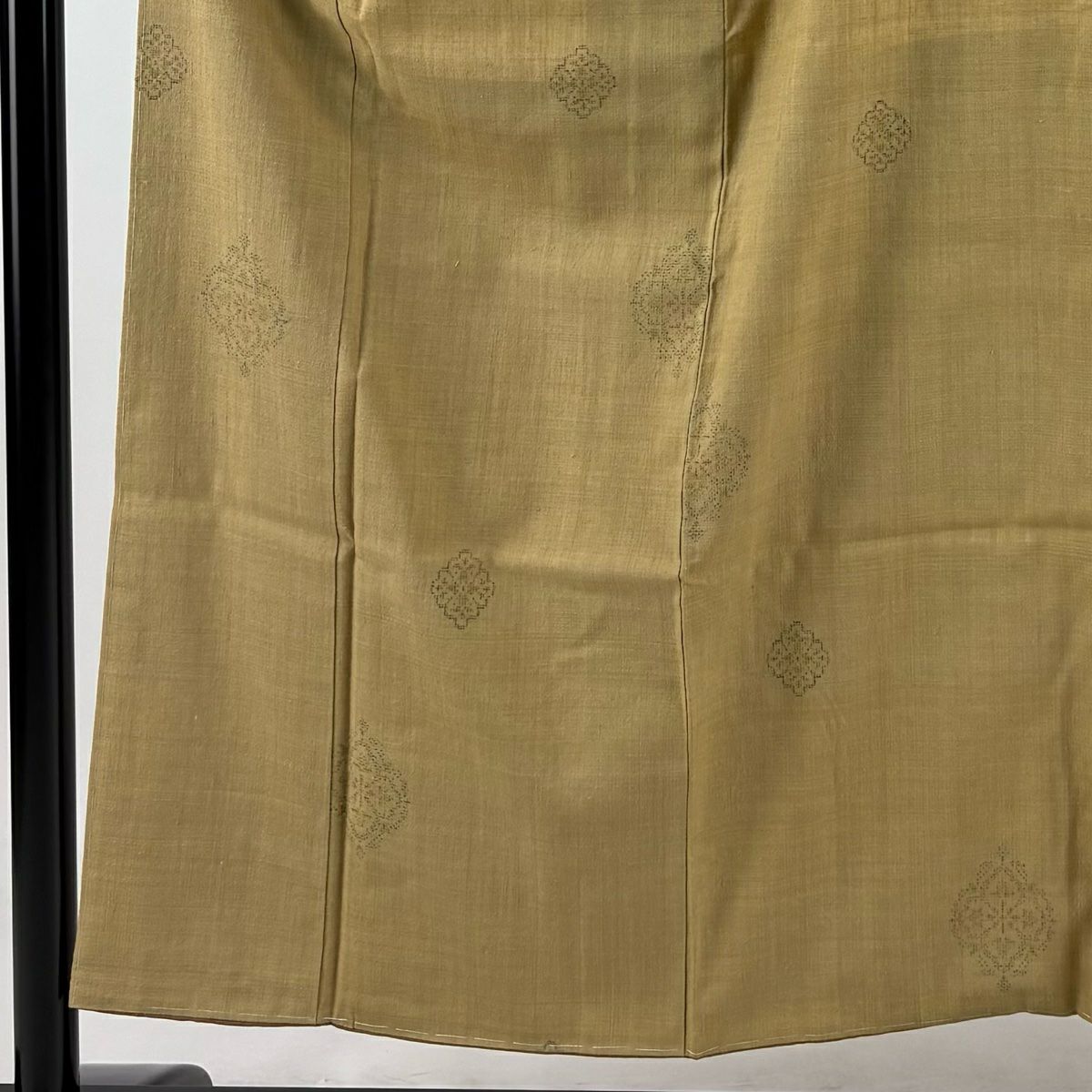 【美品】結城紬織 身長153cm 袖長60cm S 雙層 本場結城紬織 奥順 鈴乃屋 證書齊全 華紋 龜甲絣 山吹 純蠶絲 逸品級
