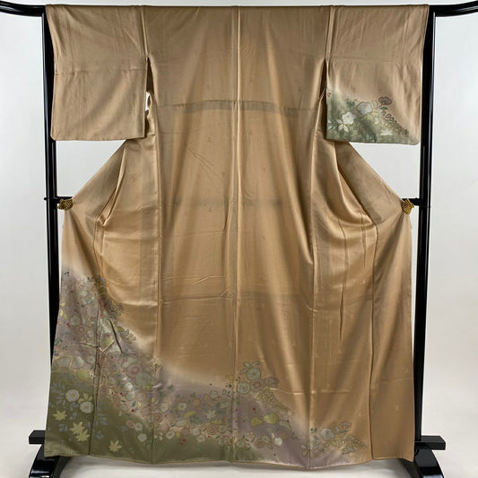 訪問服 身長165cm 袖長64.5cm M 雙層 辻花染 金彩裝飾 漸層 橙色 純蠶絲 優品級