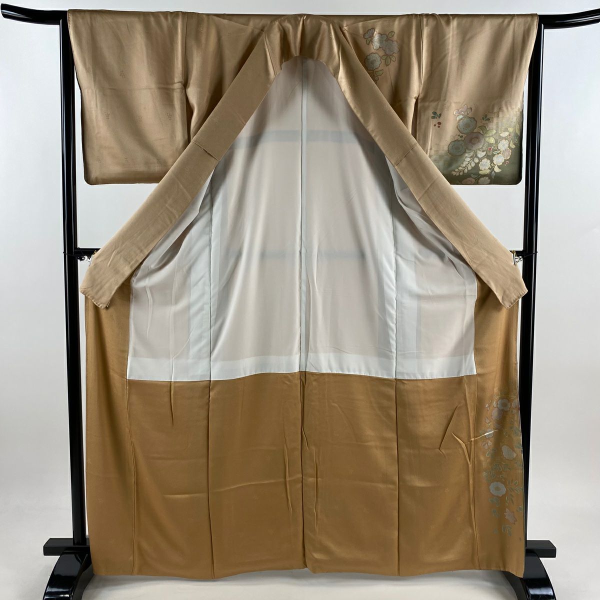 訪問服 身長165cm 袖長64.5cm M 雙層 辻花染 金彩裝飾 漸層 橙色 純蠶絲 優品級