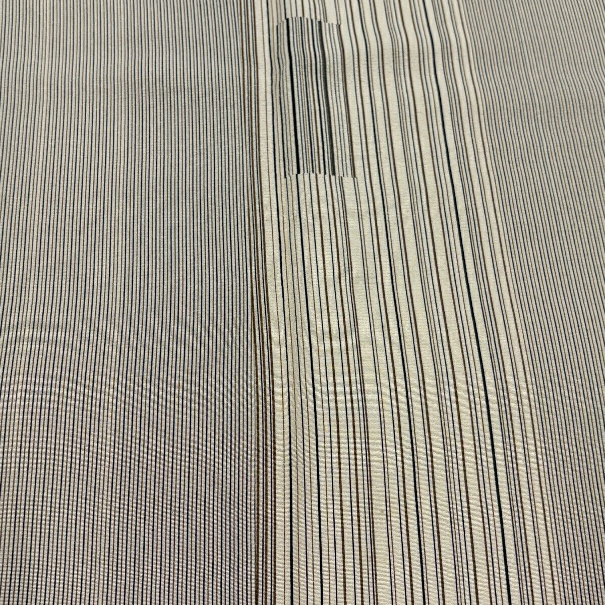 【美品】 小紋 身長158cm 袖長63cm S 雙層 大和 背抜 縱條紋 米色 純蠶絲 優品級