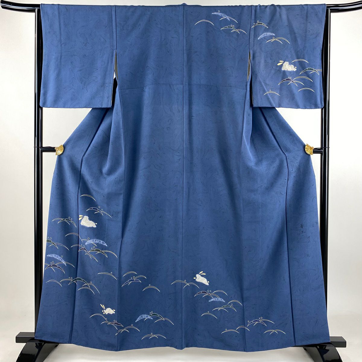 【庫存清倉】訪問服 身長159.5cm 袖長65cm M 雙層 兔子 露芝 絞染 深藍 純蠶絲 名品級