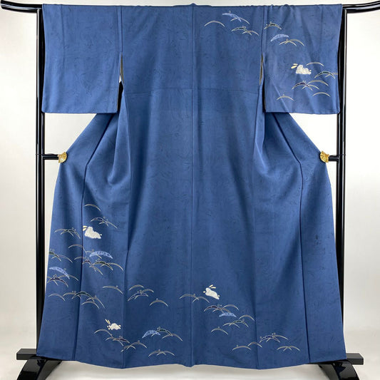 【庫存清倉】訪問服 身長159.5cm 袖長65cm M 雙層 兔子 露芝 絞染 深藍 純蠶絲 名品級