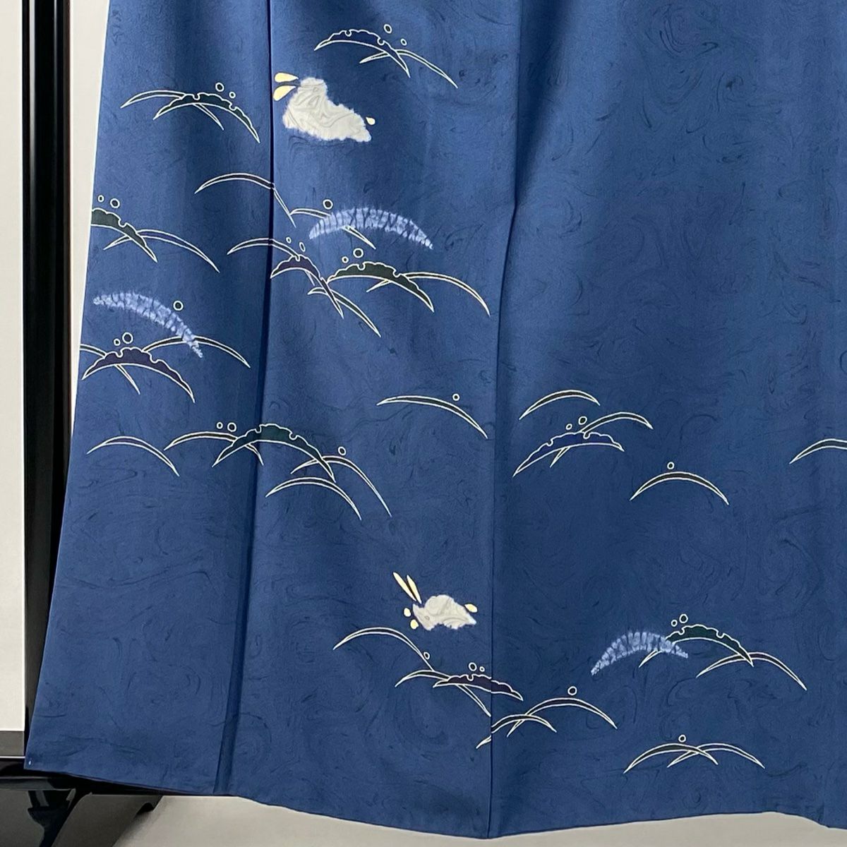 【庫存清倉】訪問服 身長159.5cm 袖長65cm M 雙層 兔子 露芝 絞染 深藍 純蠶絲 名品級